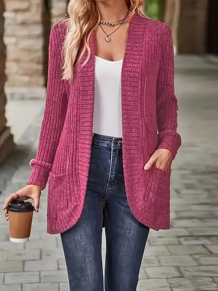 SVEA | Neva Eleganter Rippstrick-Cardigan mit Langen Ärmeln