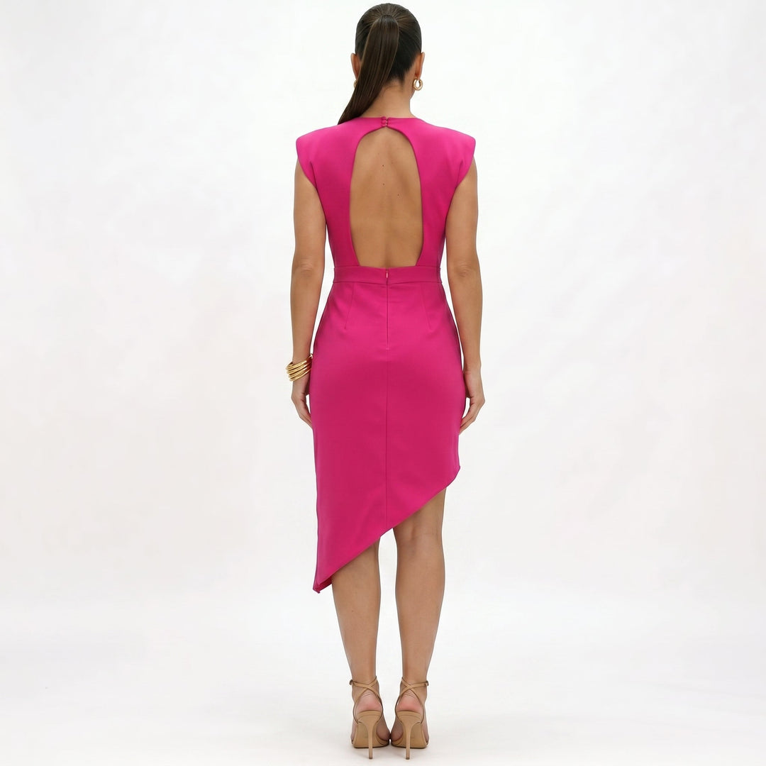 Maja - Asymmetrical Dress with Structured Shoulders