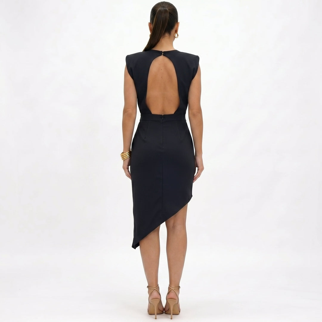 Maja - Asymmetrical Dress with Structured Shoulders