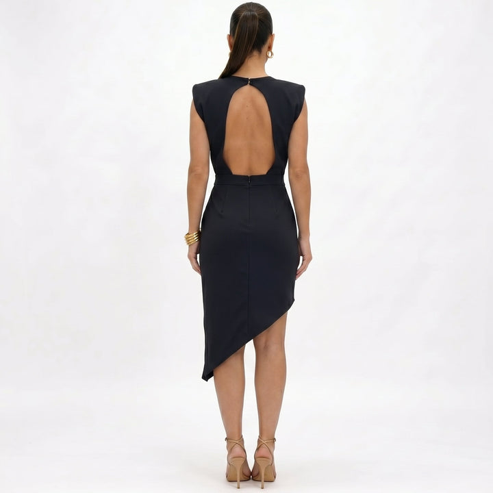 Maja - Asymmetrical Dress with Structured Shoulders