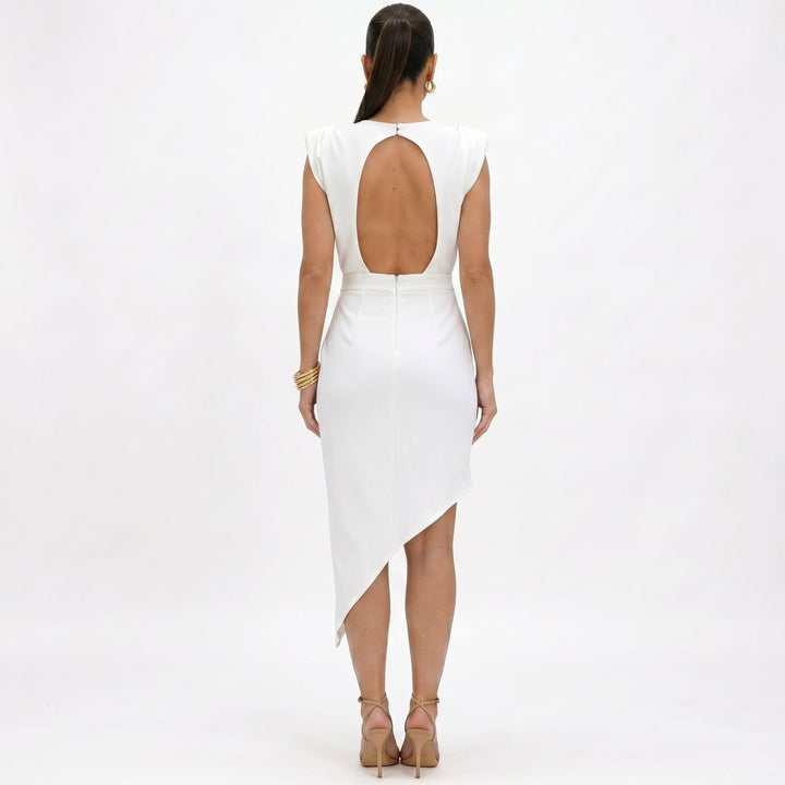 Maja - Asymmetrical Dress with Structured Shoulders