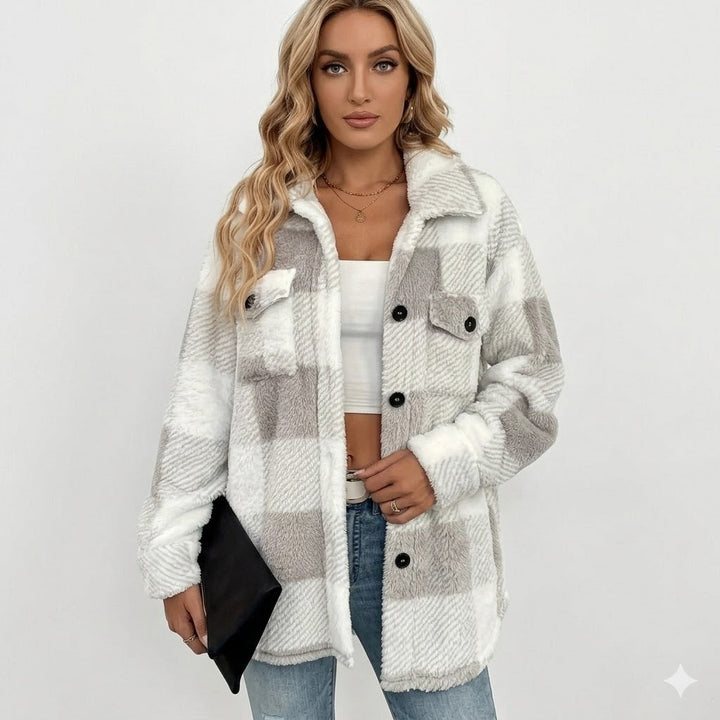 Jane | Sophie Laurent Plaid Plush Sherpa Jacket