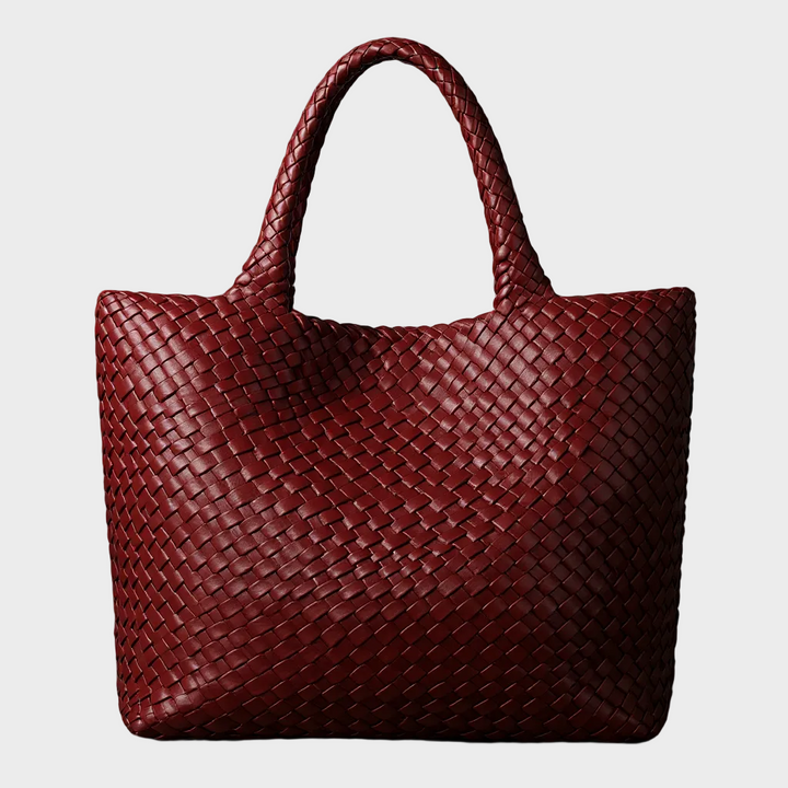 Jane | Woven Shoulder Tote in Microfiber Leather