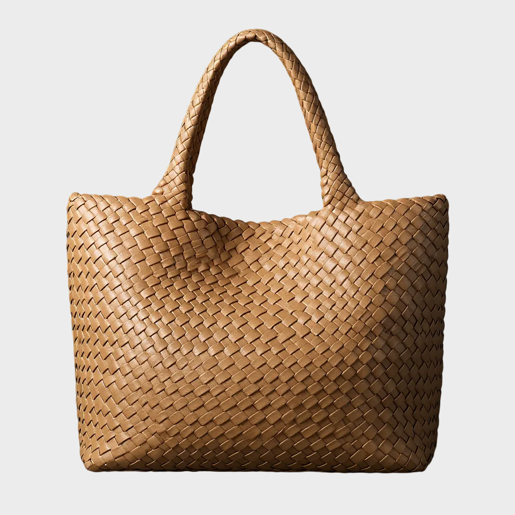 Jane | Woven Shoulder Tote in Microfiber Leather