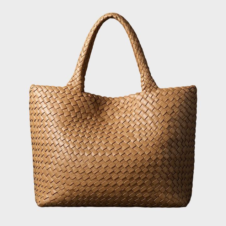 Jane | Woven Shoulder Tote in Microfiber Leather