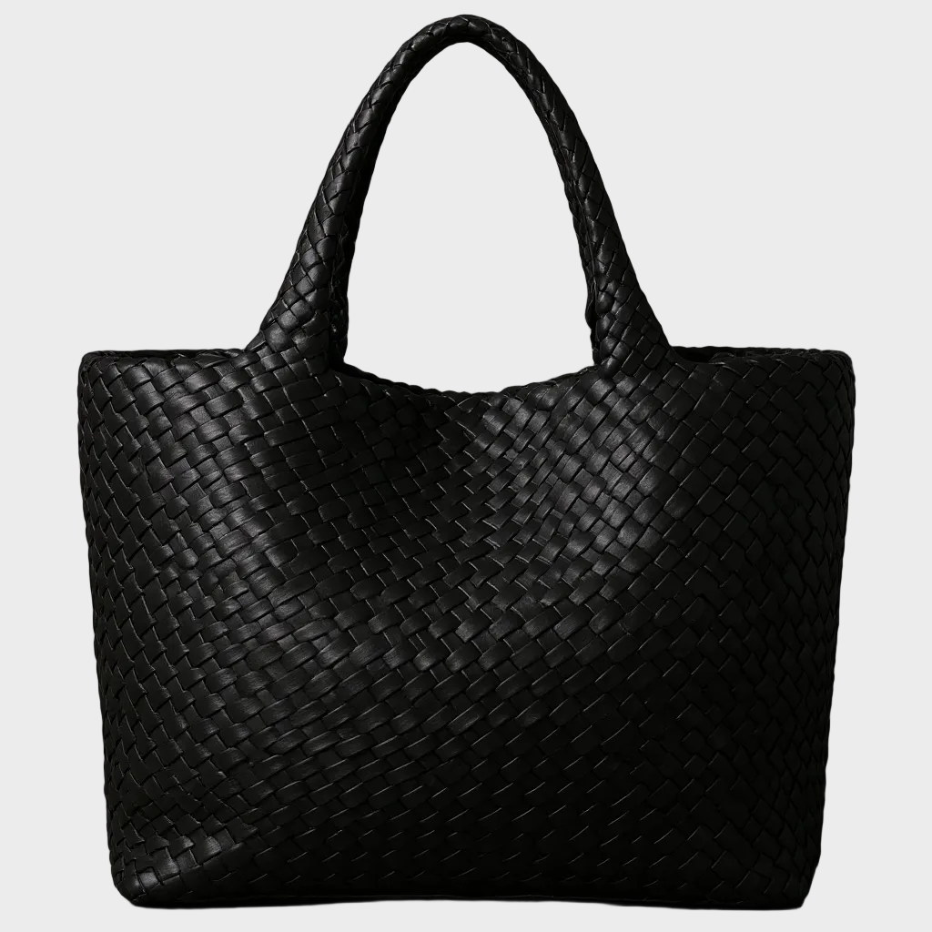 Jane | Woven Shoulder Tote in Microfiber Leather