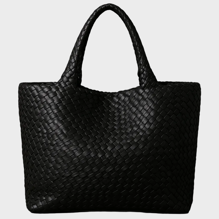 Jane | Woven Shoulder Tote in Microfiber Leather