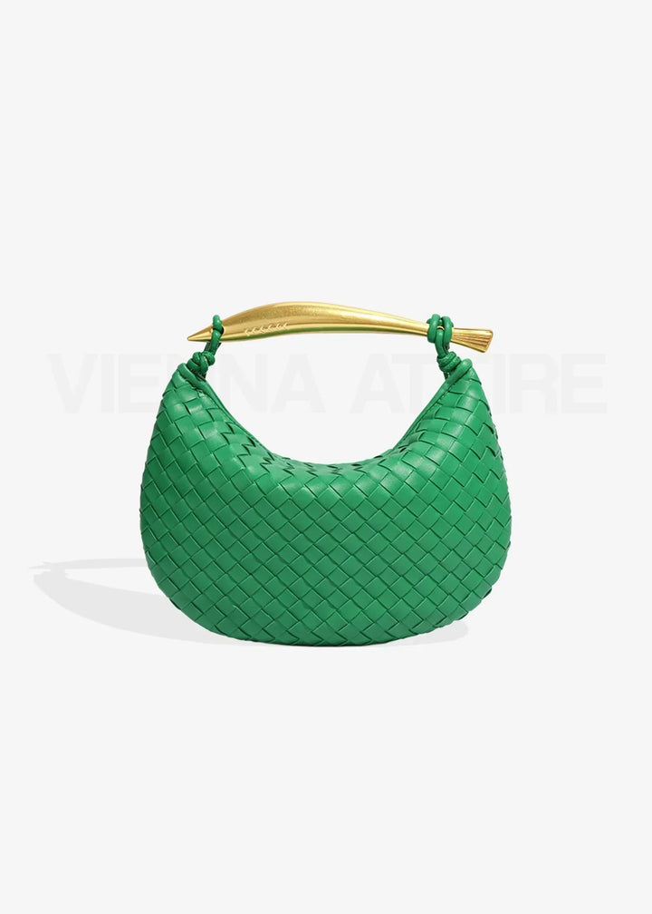Jane | Gewebte Tasche mit Goldgriff