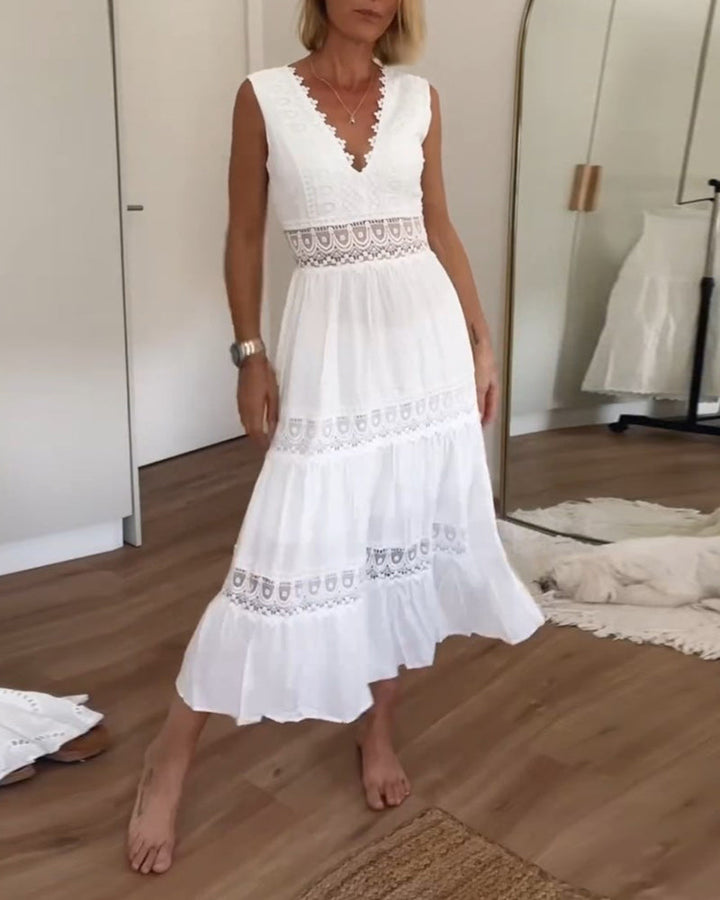 SVEA | Ärmelloses Boho-Midikleid mit Spitzendetails