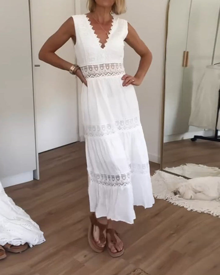 SVEA | Ärmelloses Boho-Midikleid mit Spitzendetails