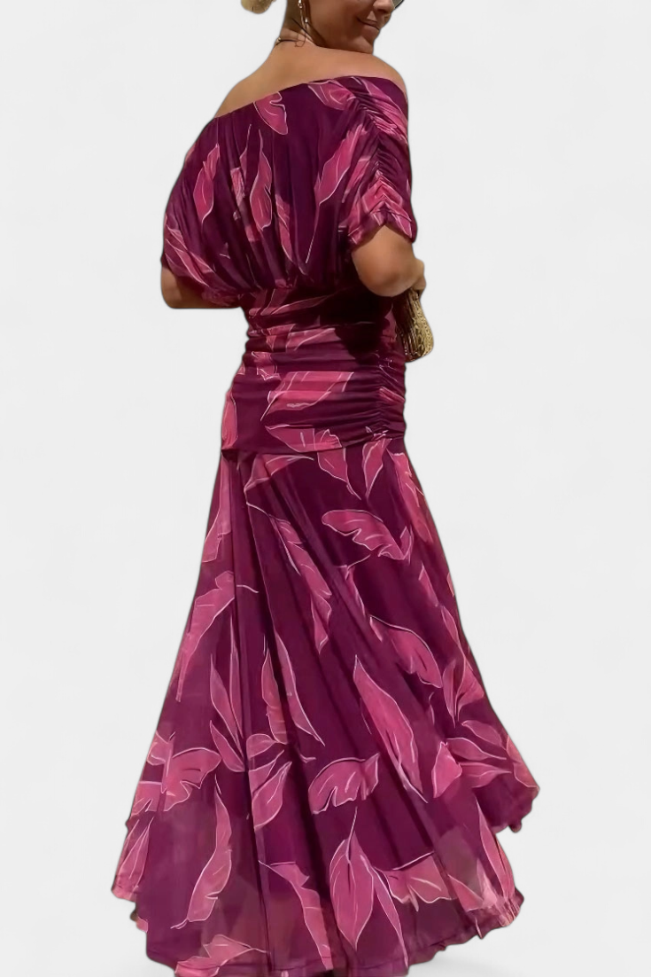 Magda - Long Floral Dress with V-Neck