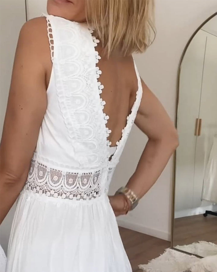 SVEA | Ärmelloses Boho-Midikleid mit Spitzendetails