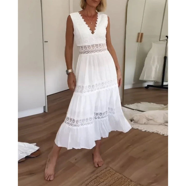 SVEA | Ärmelloses Boho-Midikleid mit Spitzendetails