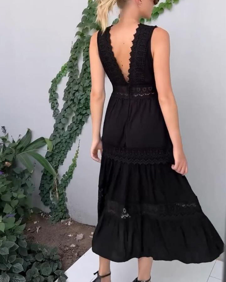 SVEA | Ärmelloses Boho-Midikleid mit Spitzendetails