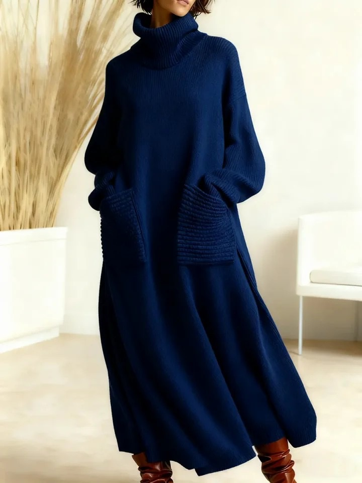 SVEA | Damen Oversize Strickkleid Rollkragen