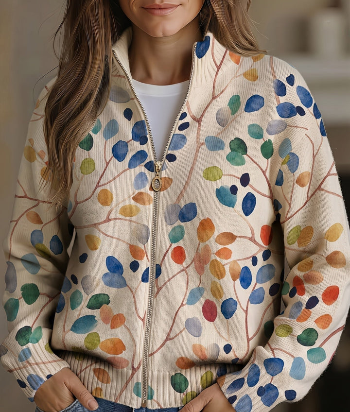 Claudia™ | Cardigan with Watercolour Leaves