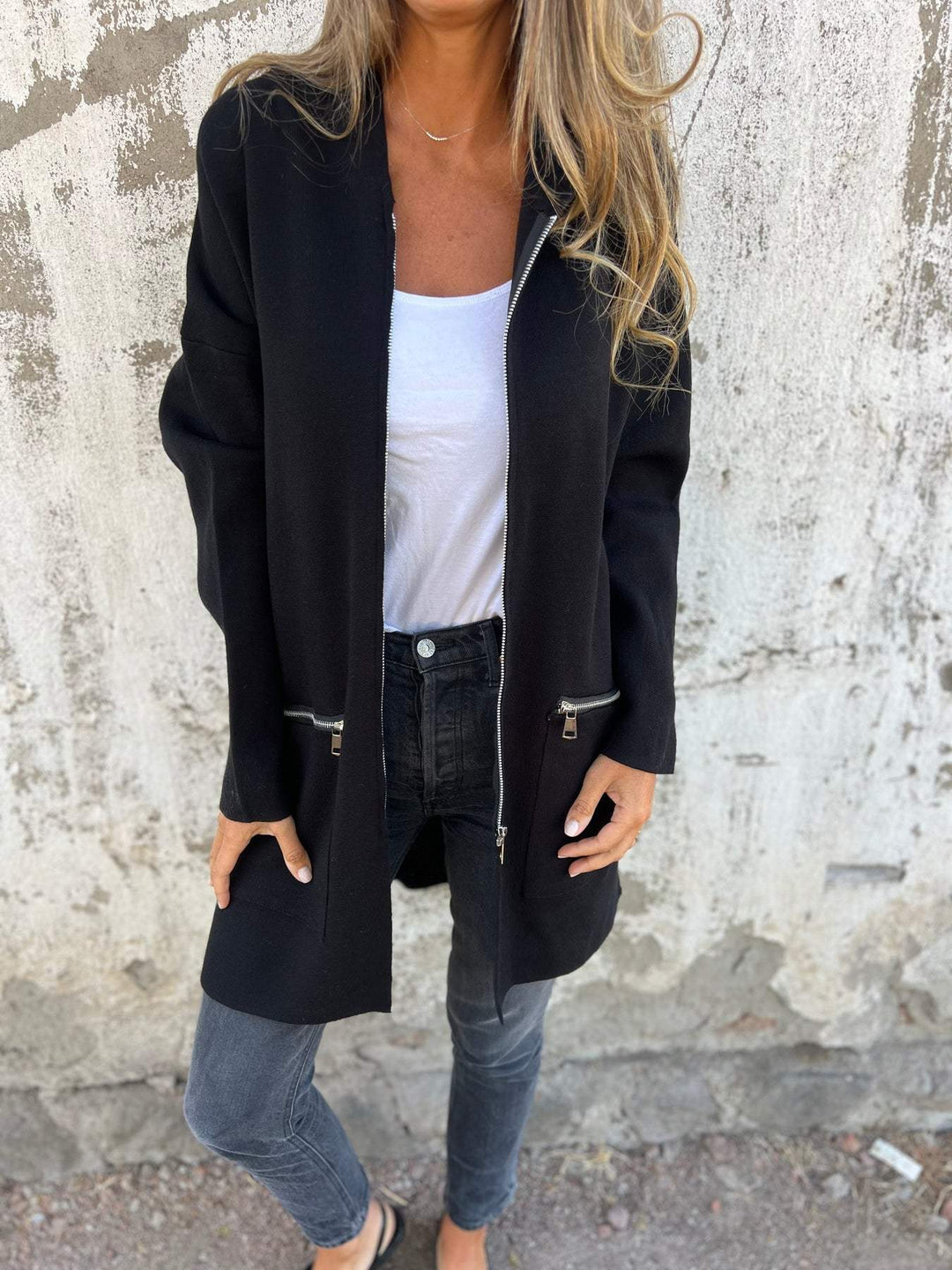 SVEA | Olivia Lange Strickjacke mit Kapuze