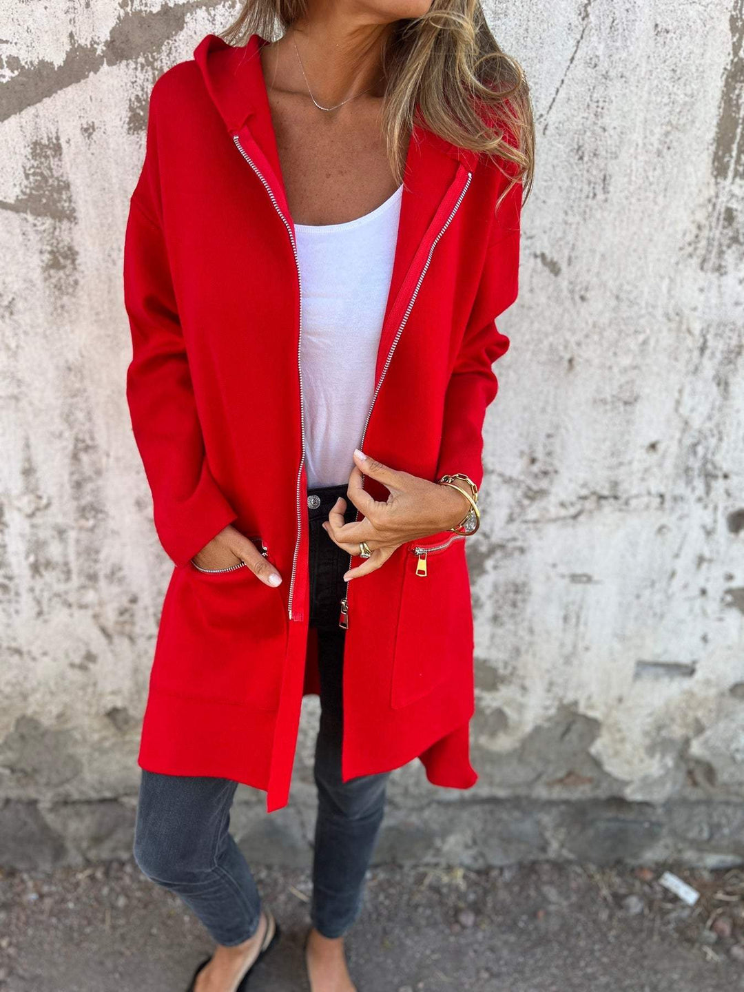 SVEA | Olivia Lange Strickjacke mit Kapuze