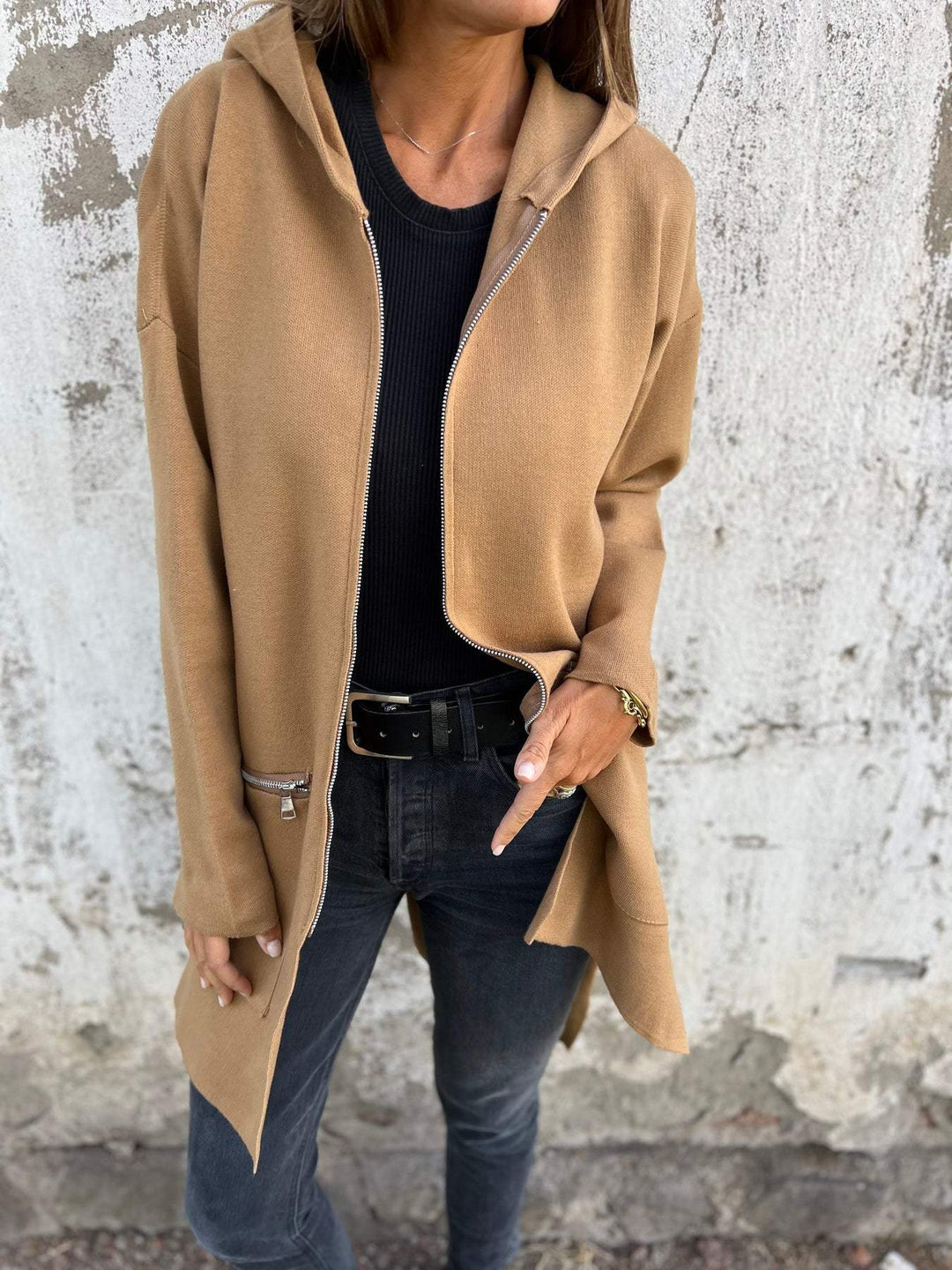SVEA | Olivia Lange Strickjacke mit Kapuze