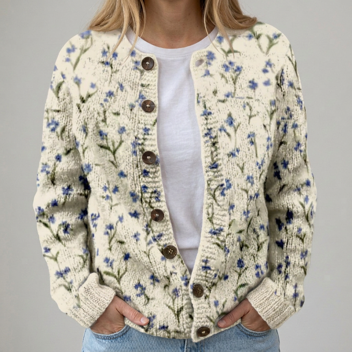 Romy - Cardigan with Flowers for Autumn