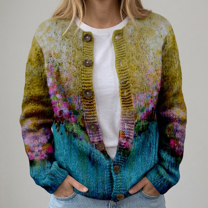 Hanna - Cardigan with Flowers for Autumn