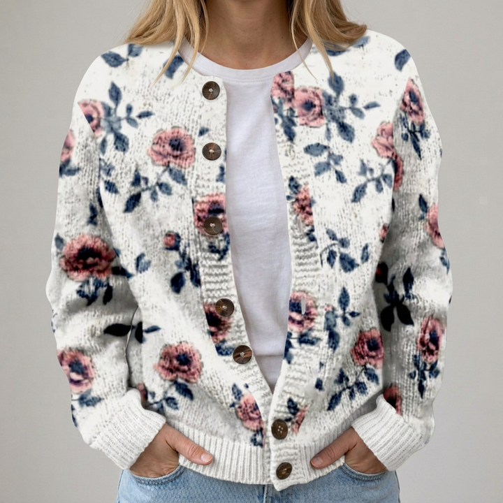 Mika - Cardigan with Flowers for Autumn