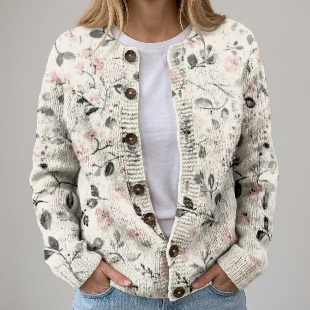 Lina - Cardigan with Flowers for Autumn