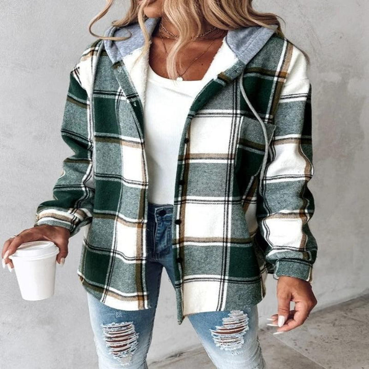Jane | Sophie Laurent Cozy Plaid Hooded Jacket