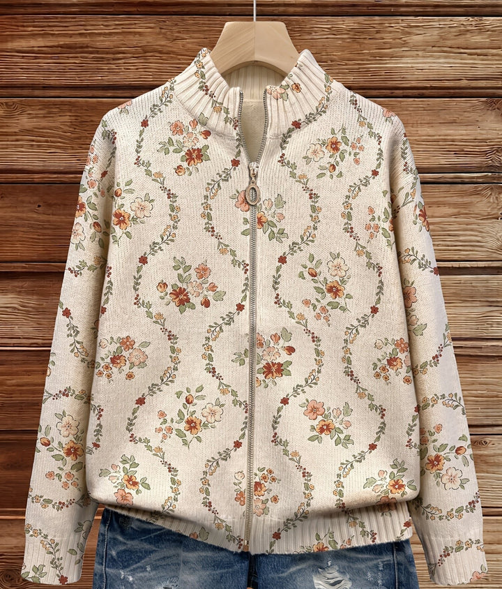 Hannelore™ | Cardigan with Delicate Blossom Vines