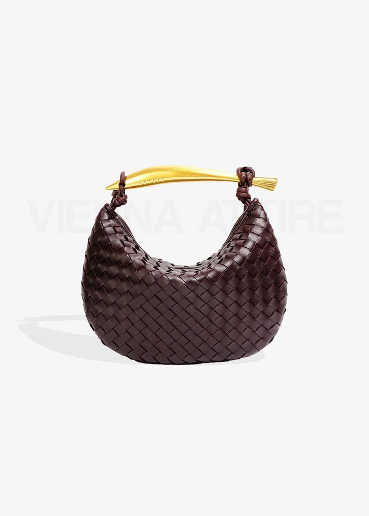 Jane | Gewebte Tasche mit Goldgriff