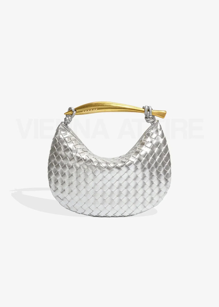 Jane | Gewebte Tasche mit Goldgriff