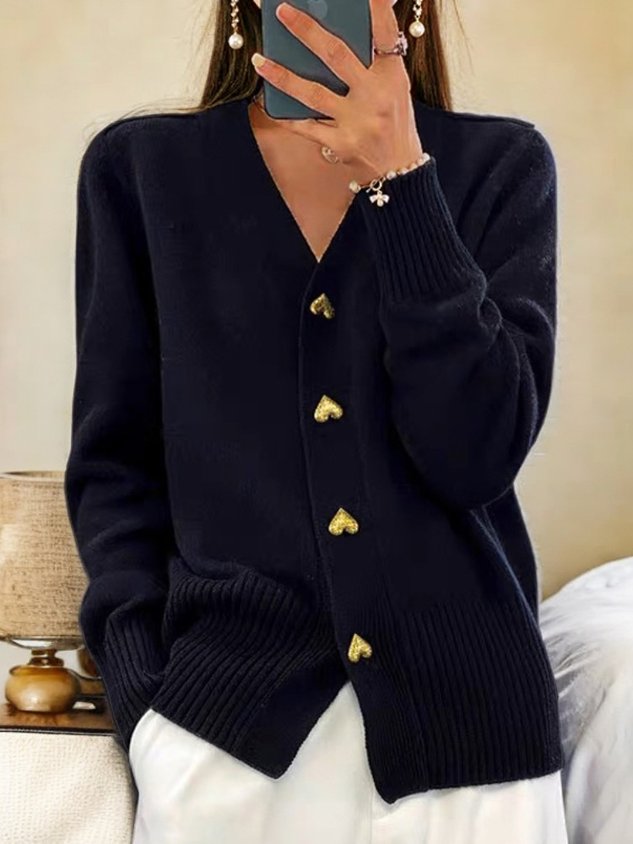 Jane | Elena Heart-Button Cardigan