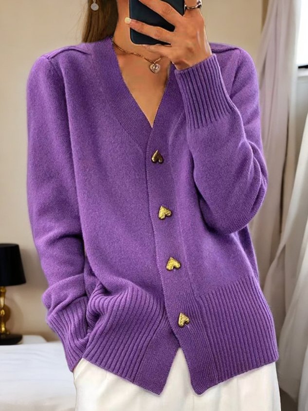 Jane | Elena Heart-Button Cardigan