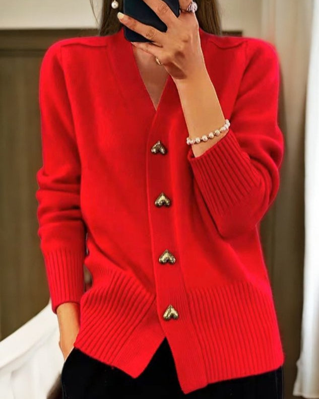SVEA | Adele Eleganter Herzknopf-Cardigan