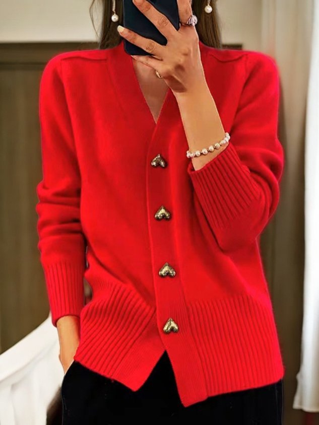 Jane | Elena Heart-Button Cardigan