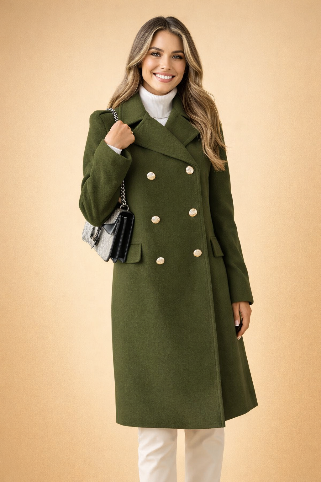 Jane | Clara Bellini Elegant Double-Breasted Long Coat