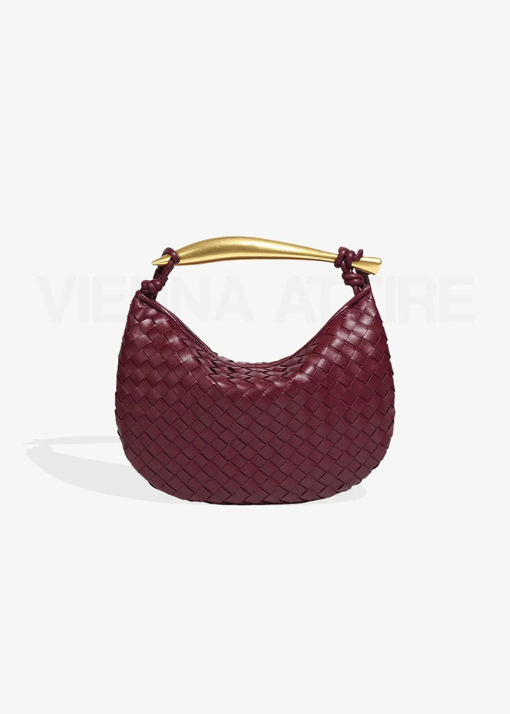 Jane | Gewebte Tasche mit Goldgriff