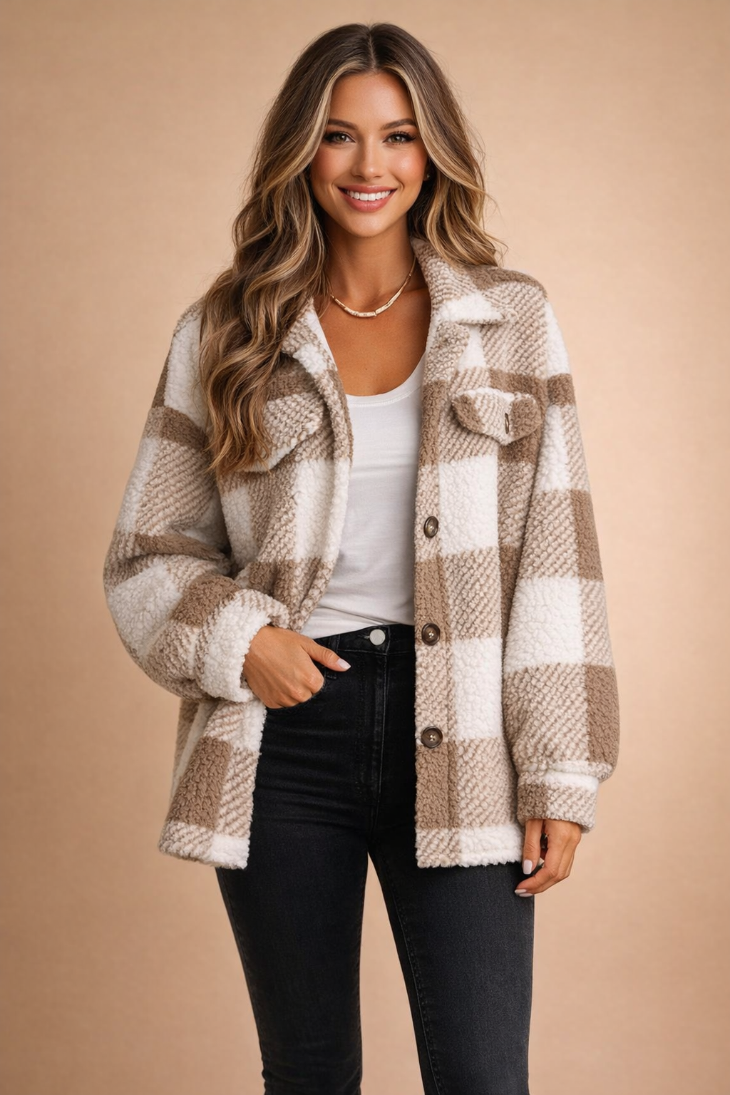 Jane | Camille Laurent Cozy Plaid Shirt Jacket